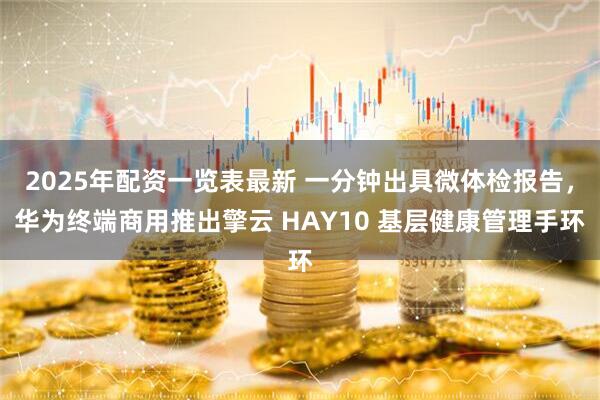 2025年配资一览表最新 一分钟出具微体检报告，华为终端商用推出擎云 HAY10 基层健康管理手环